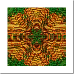 Weave Mandala Yellow Orange and Green Posters and Art